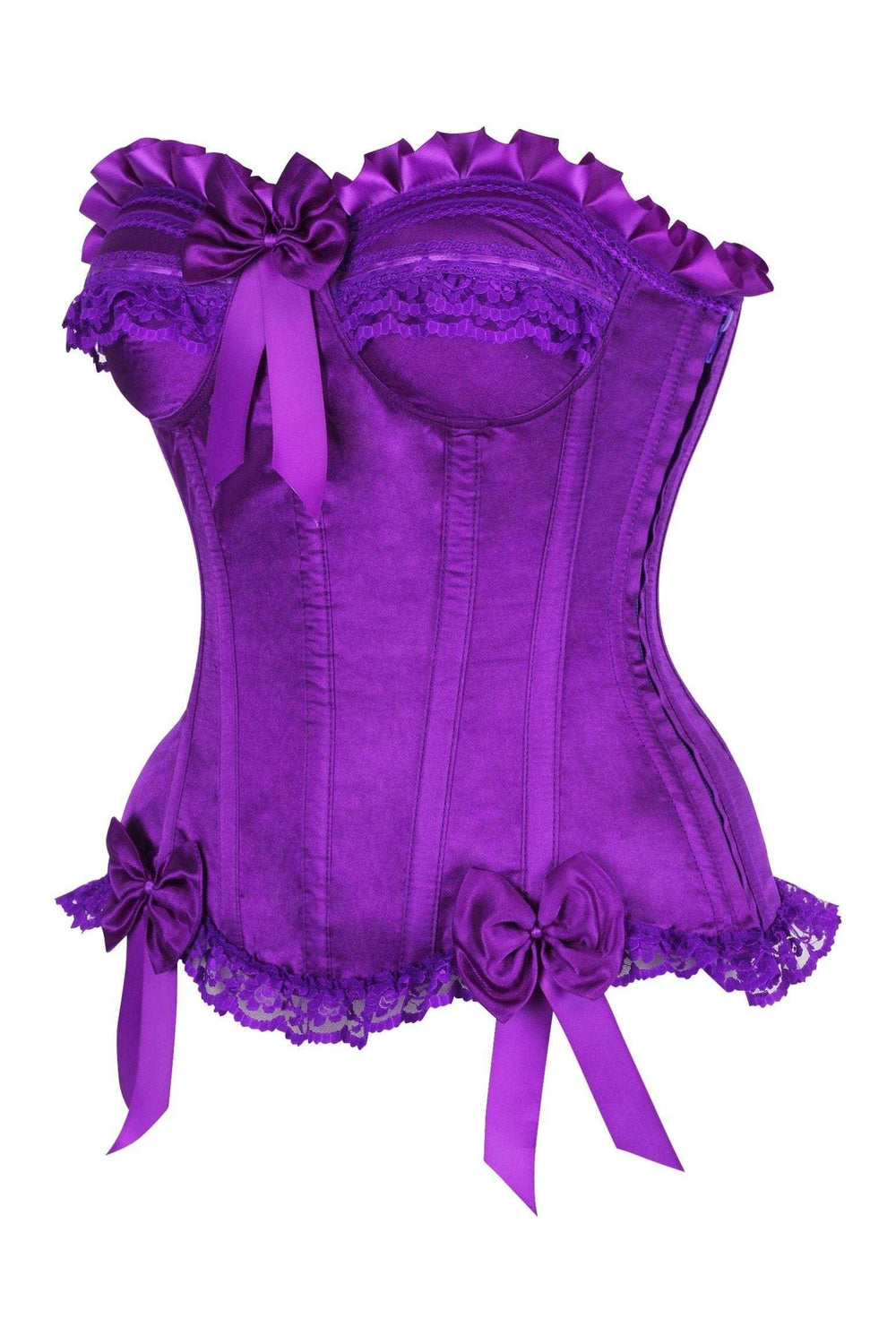 Daisy Corsets Top Drawer Purple Satin Steel Boned Burlesque Corset - Daisy Corsets - Flyclothing LLC