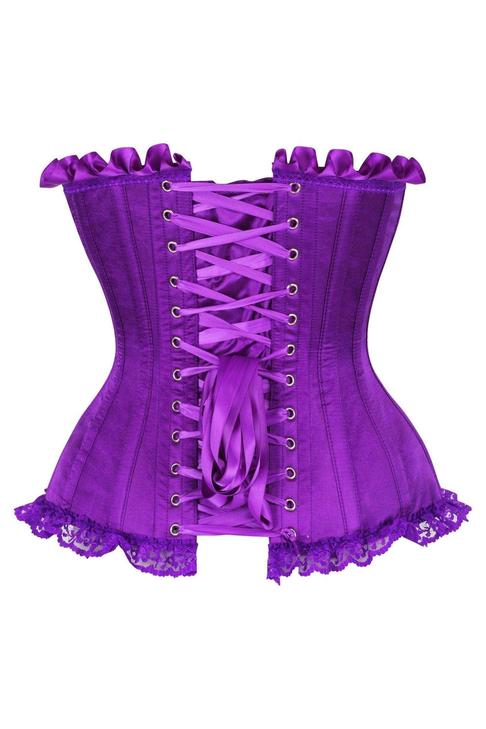 Daisy Corsets Top Drawer Purple Satin Steel Boned Burlesque Corset - Daisy Corsets - Flyclothing LLC