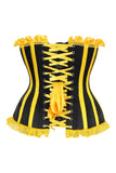 Daisy Corsets Top Drawer Black/Yellow Satin Steel Boned Burlesque Corset - Daisy Corsets