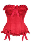 Daisy Corsets Top Drawer Dark Red Satin Steel Boned Burlesque Corset - Daisy Corsets