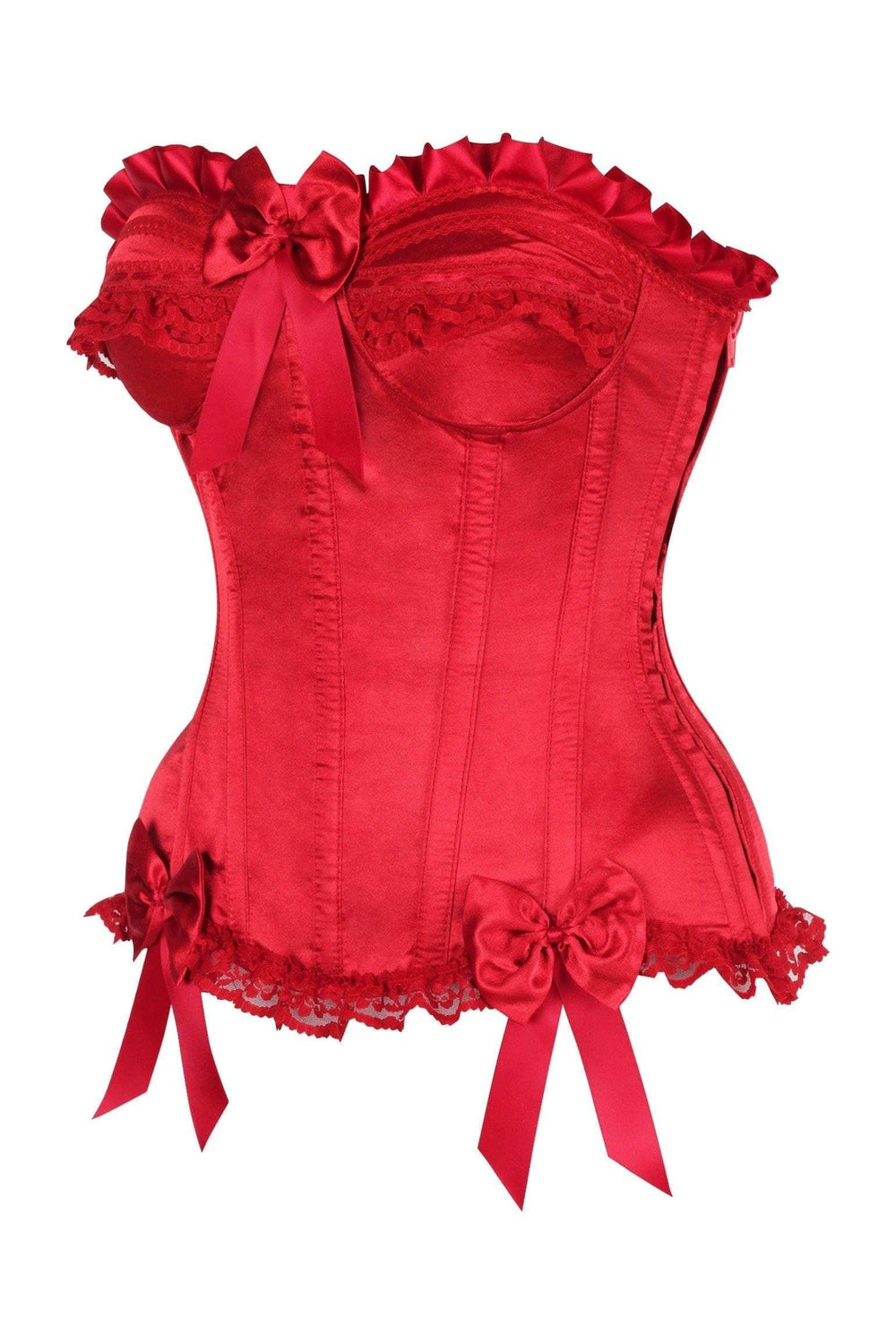 Daisy Corsets Top Drawer Dark Red Satin Steel Boned Burlesque Corset - Daisy Corsets - Flyclothing LLC