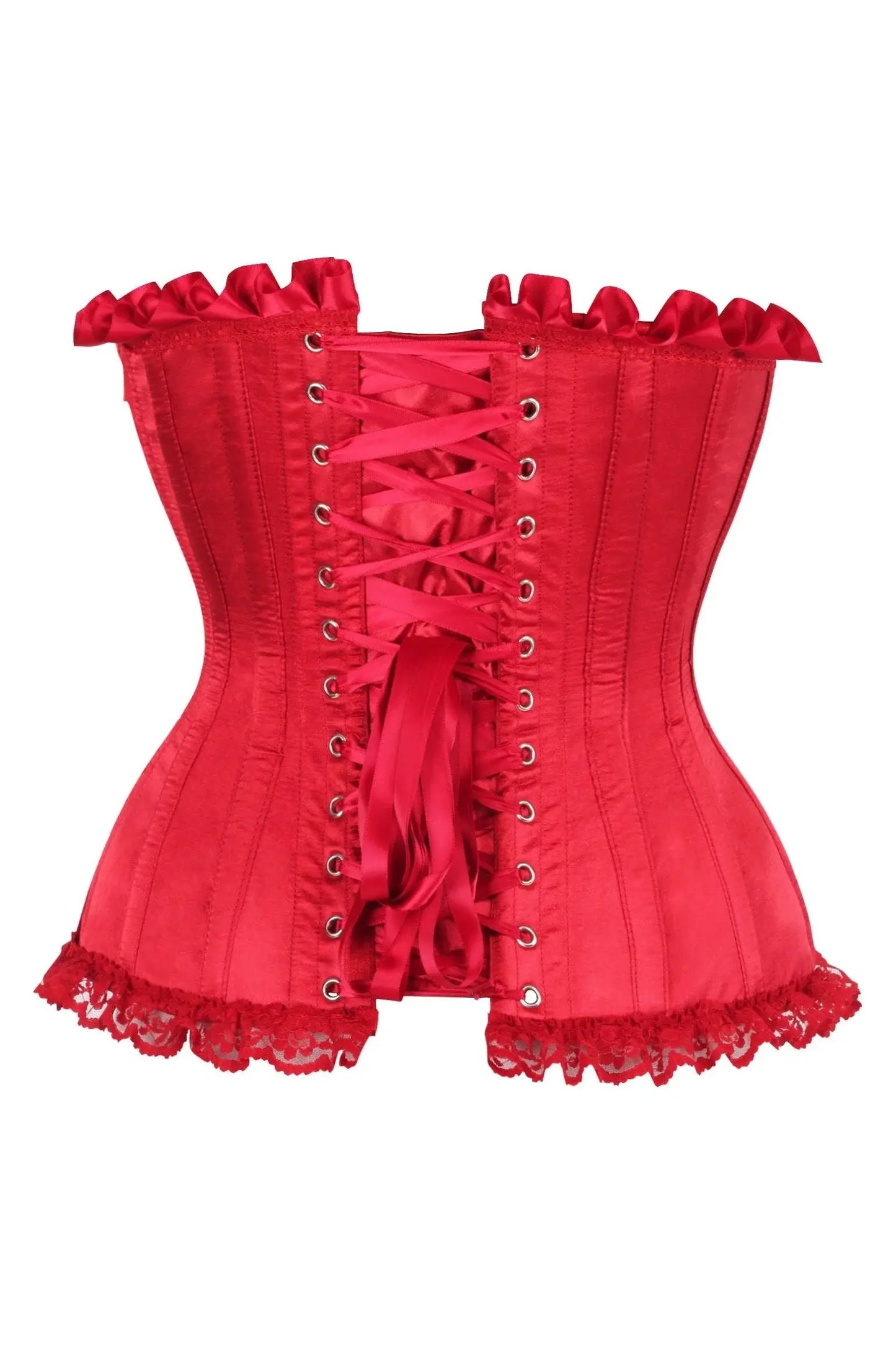 Daisy Corsets Top Drawer Dark Red Satin Steel Boned Burlesque Corset - Daisy Corsets - Flyclothing LLC