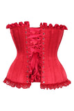 Daisy Corsets Top Drawer Dark Red Satin Steel Boned Burlesque Corset - Daisy Corsets