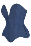 Daisy Corsets Top Drawer Steel Boned Dark Blue Denim Plunge Neckline Overbust Corset - Daisy Corsets