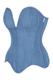 Daisy Corsets Top Drawer Steel Boned Blue Denim Plunge Neckline Overbust Corset - Daisy Corsets