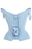 Daisy Corsets Top Drawer Light Blue Denim Steel Boned Corset w/Straps - Daisy Corsets