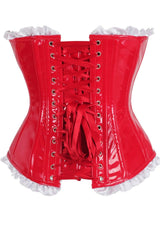 Daisy Corsets Top Drawer 2 PC Steel Boned Red Vinyl Patent Corset & Striped Bloomers Set - Daisy Corsets