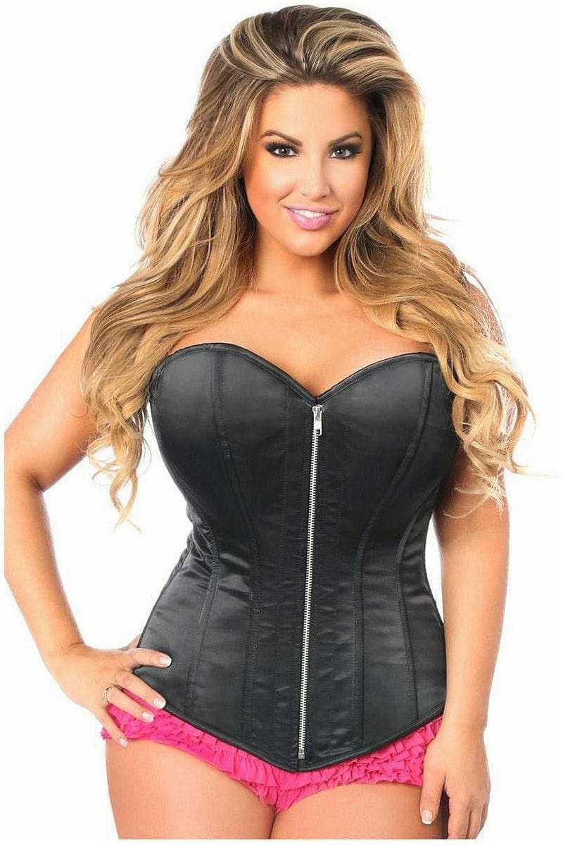 Daisy Corsets Top Drawer Black Satin Steel Boned Corset - Daisy Corsets - Flyclothing LLC