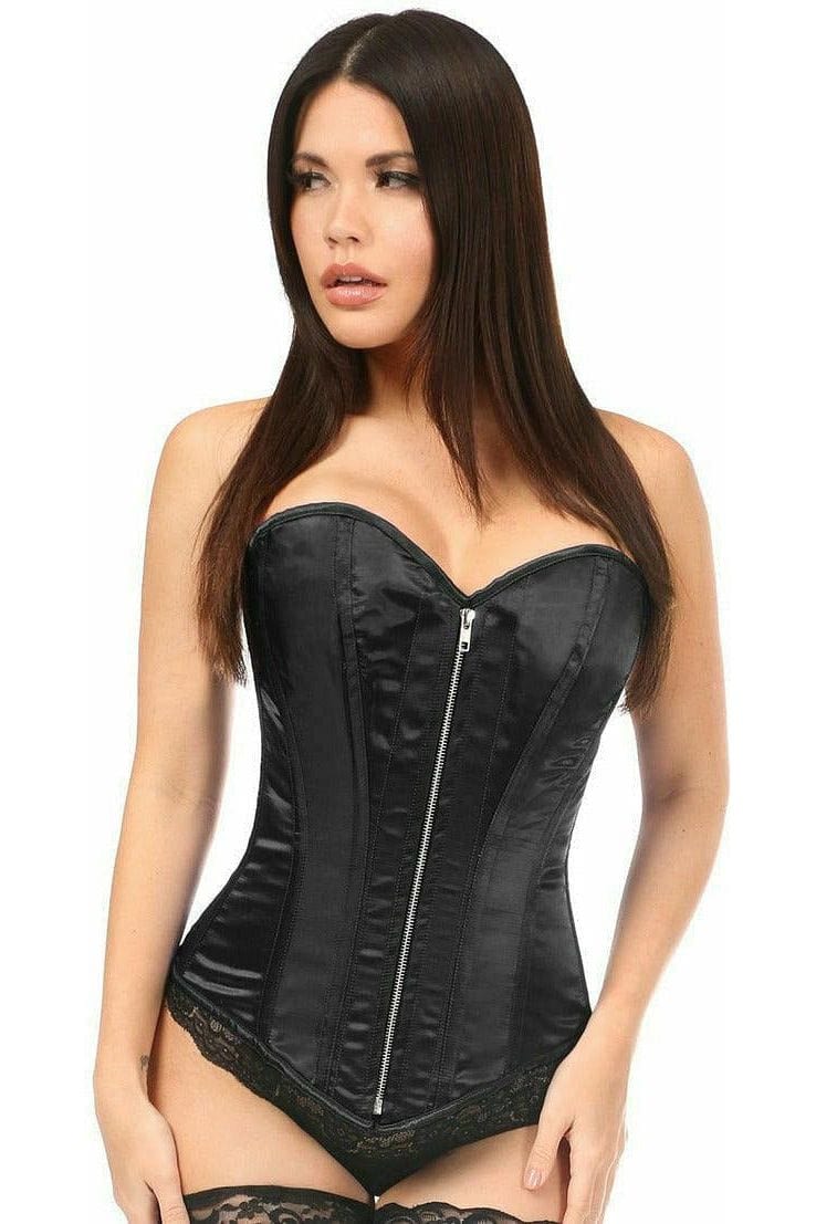 Daisy Corsets Top Drawer Black Satin Steel Boned Corset - Daisy Corsets