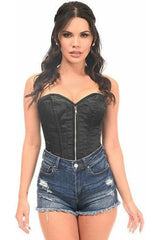 Daisy Corsets Top Drawer Black Satin Steel Boned Corset - Daisy Corsets
