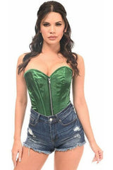 Daisy Corsets Top Drawer Dark Green Satin Steel Boned Corset - Daisy Corsets