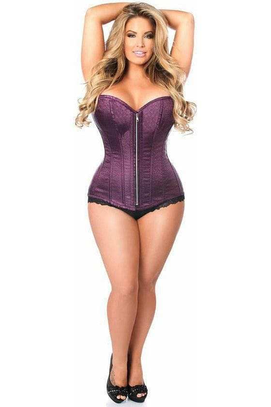 Daisy Corsets Top Drawer Plum Brocade Steel Boned Corset - Daisy Corsets - Flyclothing LLC