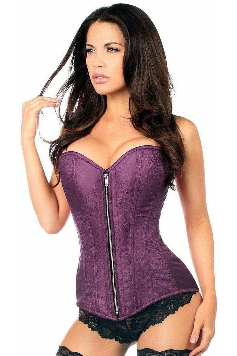 Daisy Corsets Top Drawer Plum Brocade Steel Boned Corset - Daisy Corsets - Flyclothing LLC