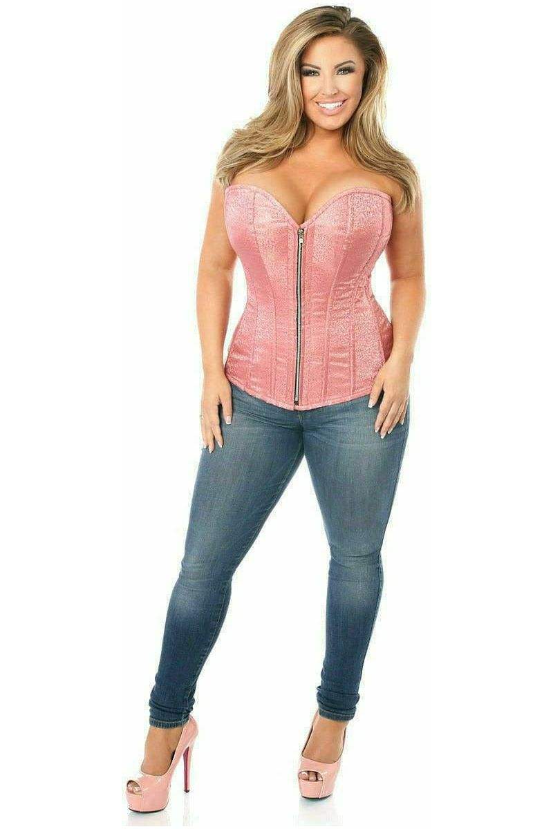 Daisy Corsets Top Drawer Dusty Rose Brocade Steel Boned Corset - Daisy Corsets - Flyclothing LLC