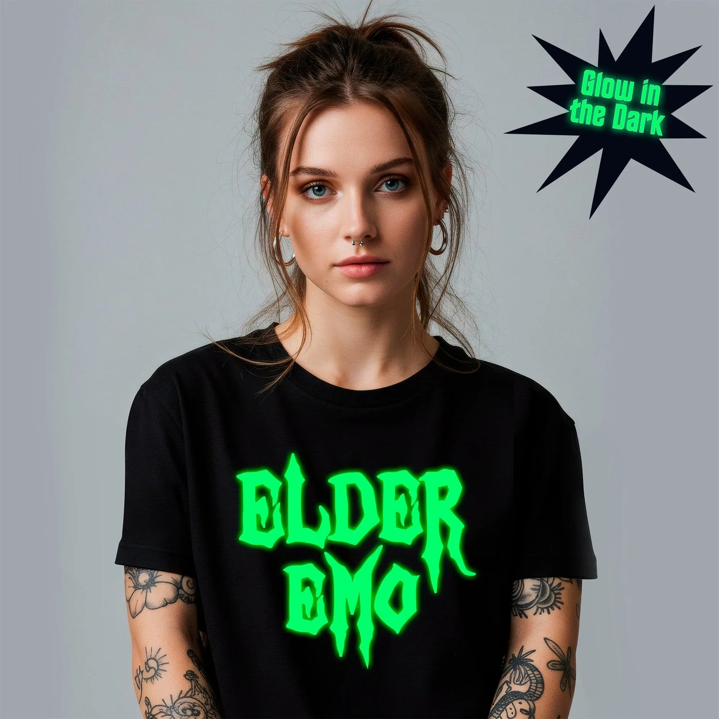 Glow in the Dark Elder Emo Black Tee Shirt - BodyCandy - Flyclothing LLC