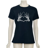 Glow in the Dark Dead Inside Heart Skeleton Hands Black Tee Shirt - BodyCandy - Flyclothing LLC