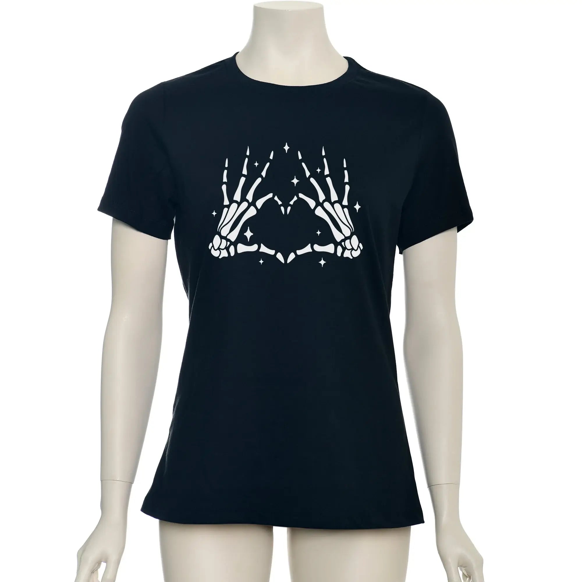 Glow in the Dark Dead Inside Heart Skeleton Hands Black Tee Shirt - BodyCandy - Flyclothing LLC