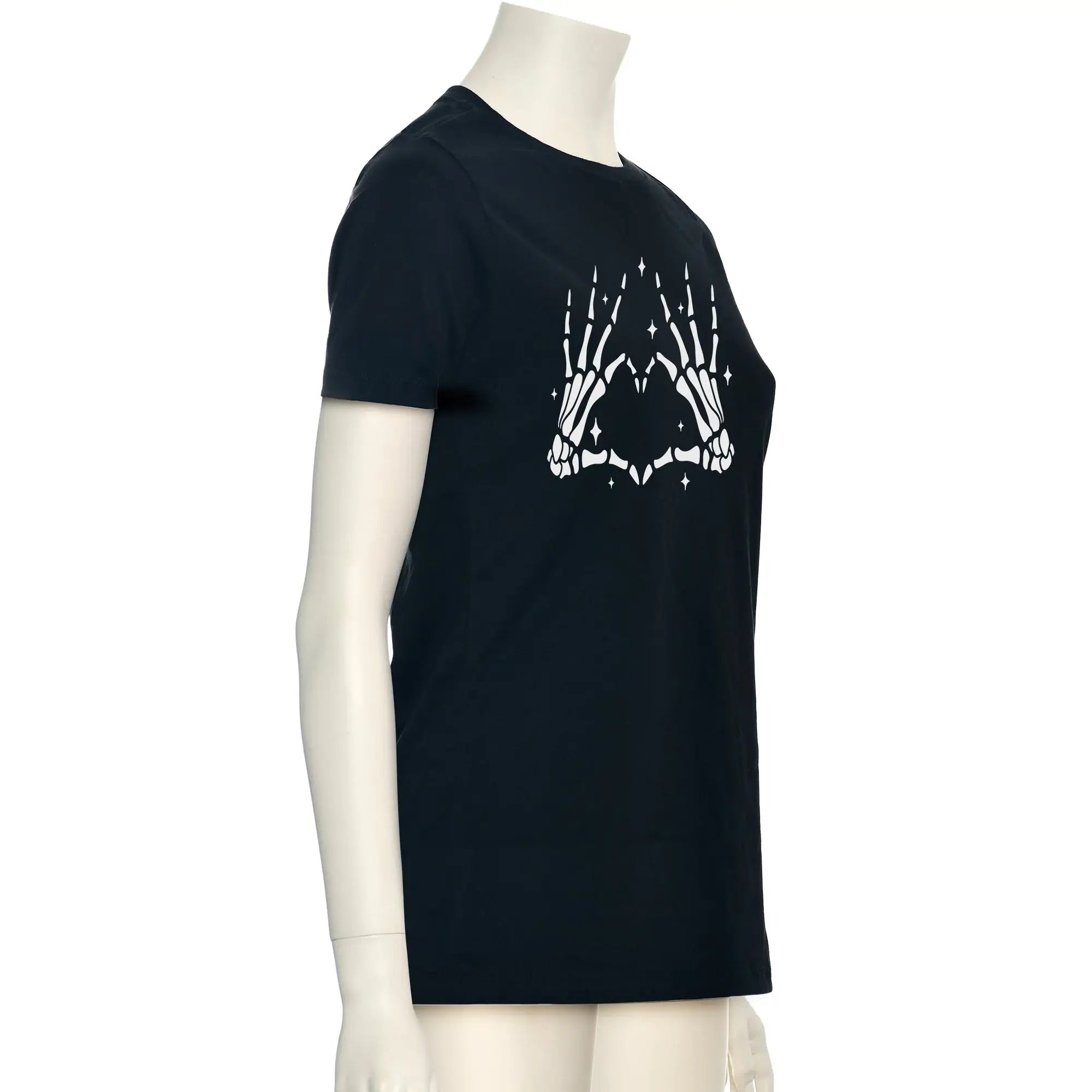 Glow in the Dark Dead Inside Heart Skeleton Hands Black Tee Shirt - BodyCandy - Flyclothing LLC