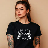 Glow in the Dark Dead Inside Heart Skeleton Hands Black Tee Shirt - BodyCandy - Flyclothing LLC