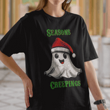 Holiday Christmas Spirit Ghost Black Tee Shirt