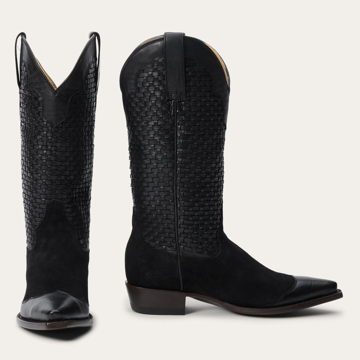 Stetson & The Great. The Basket Weave Cowboy Boot Black - Stetson - Flyclothing LLC