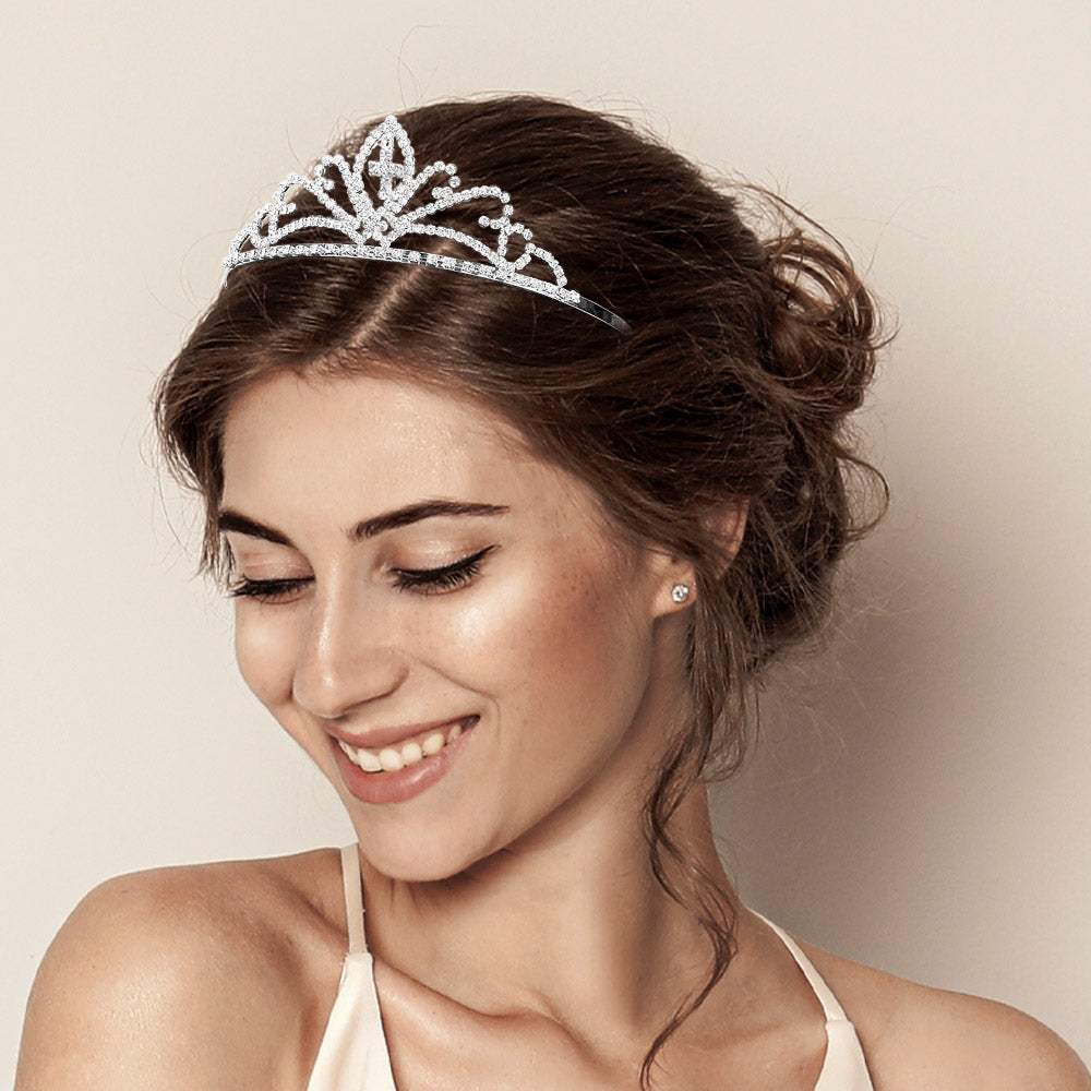 Crystal Rhinestone Pave Cross Drop Tiara - Madeline Love - Flyclothing LLC