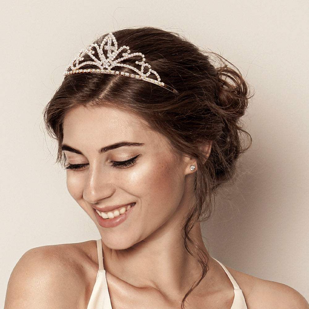 Crystal Rhinestone Pave Cross Drop Tiara - Madeline Love - Flyclothing LLC