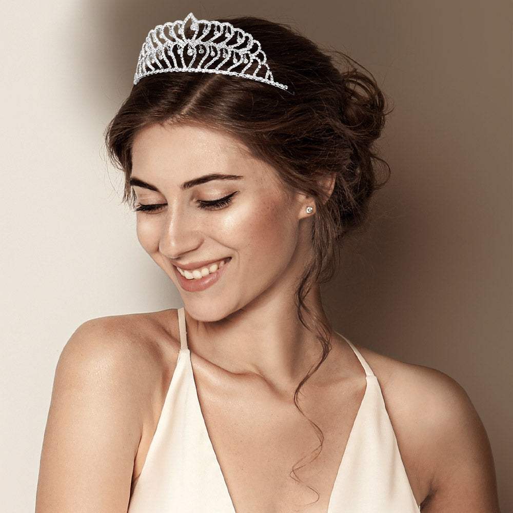 Rhinestone Crystal Dangle Pageant Princess Tiara - Madeline Love - Flyclothing LLC