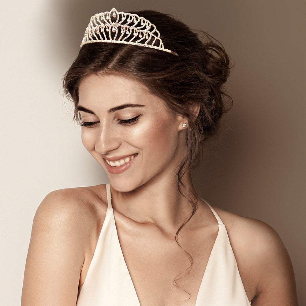 Rhinestone Crystal Dangle Pageant Princess Tiara - Madeline Love - Flyclothing LLC
