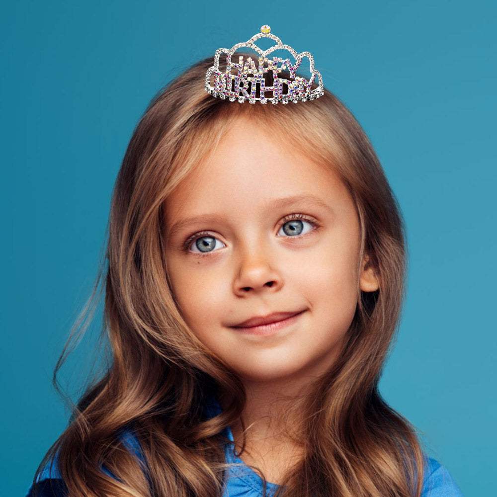 Crystal Rhinestone Happy Birthday Mini Party Tiara - Madeline Love - Flyclothing LLC
