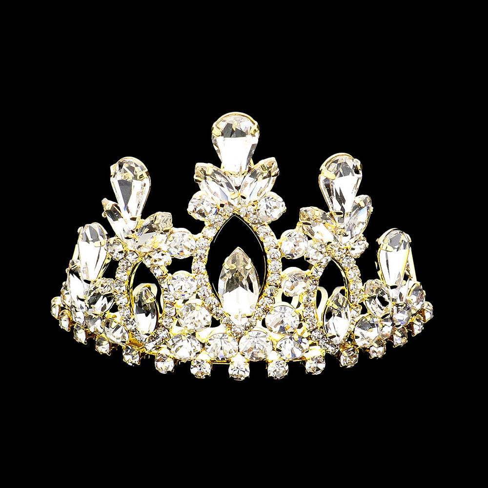 Marquise Teardrop Stone Cluster Embellished Princess Mini Tiara - Madeline Love - Flyclothing LLC