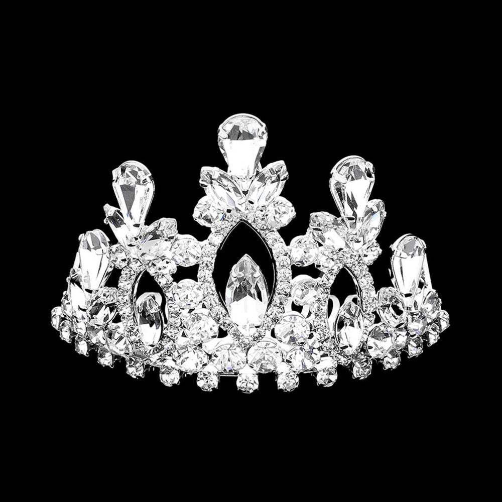 Marquise Teardrop Stone Cluster Embellished Princess Mini Tiara - Madeline Love - Flyclothing LLC