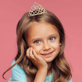 Intricate Openwork Rhinestone Paved Princess Crown Mini Tiara - Madeline Love - Flyclothing LLC