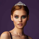 Teardrop Centerpiece Rhinestone Paved Flowing Crown Princess Tiara - Madeline Love - Flyclothing LLC
