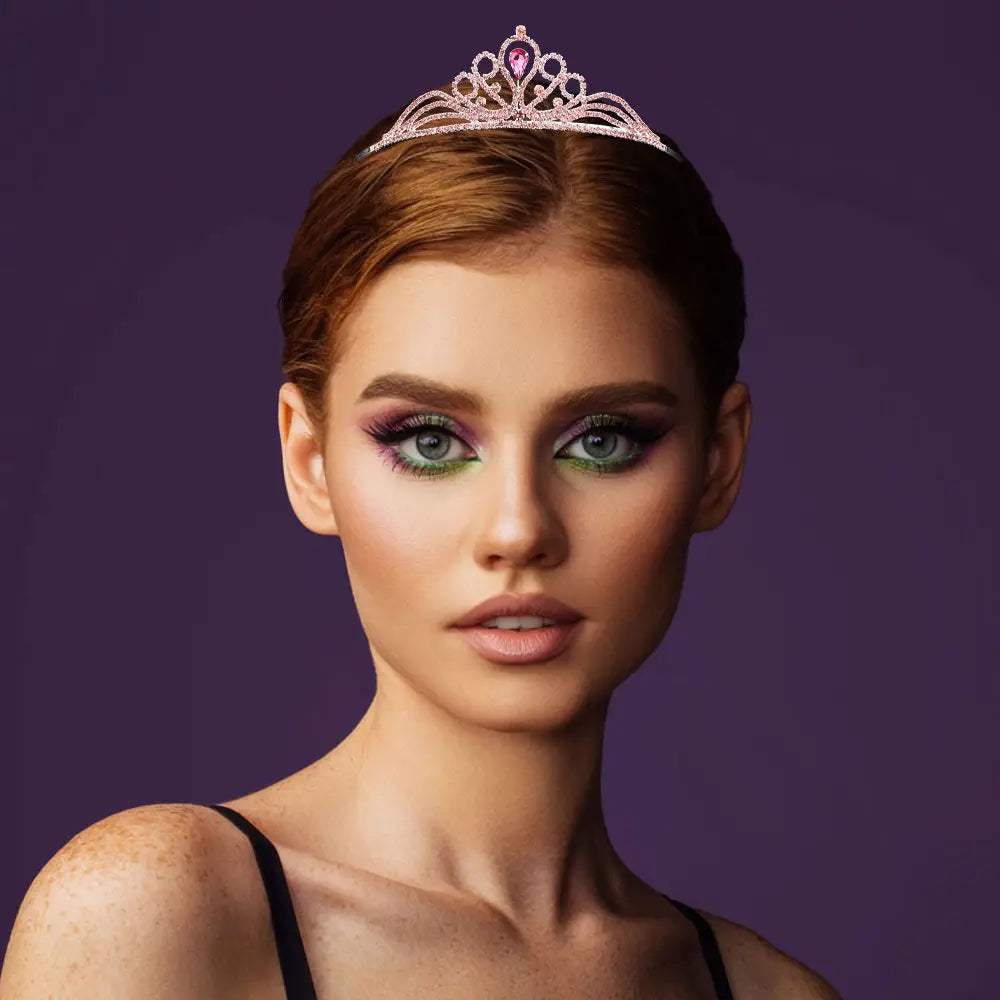 Teardrop Centerpiece Rhinestone Paved Flowing Crown Princess Tiara - Madeline Love - Flyclothing LLC