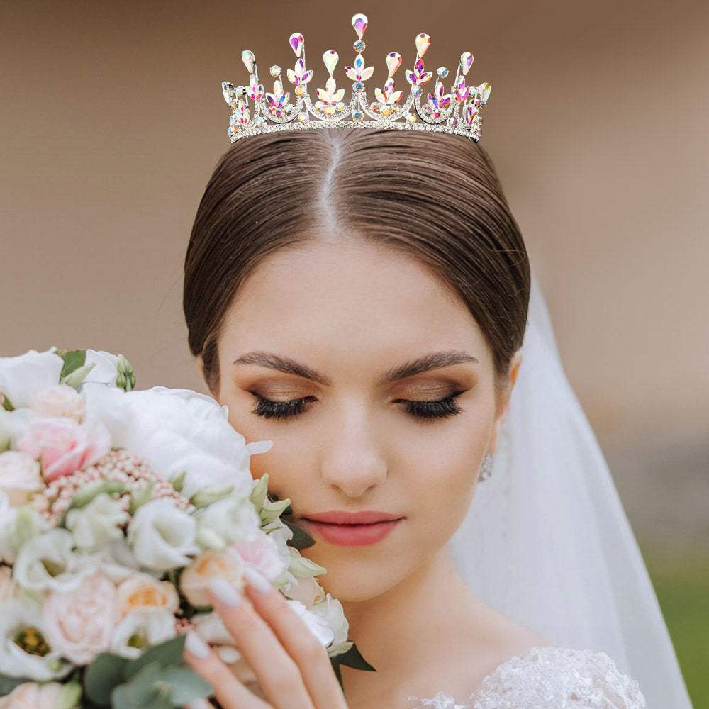 Teardrop Marquise Stone Cluster Embellished Princess Tiara - Madeline Love - Flyclothing LLC