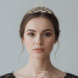 Marquise Stone Cluster Centered Rhinestone Pave Princess Tiara - Madeline Love - Flyclothing LLC