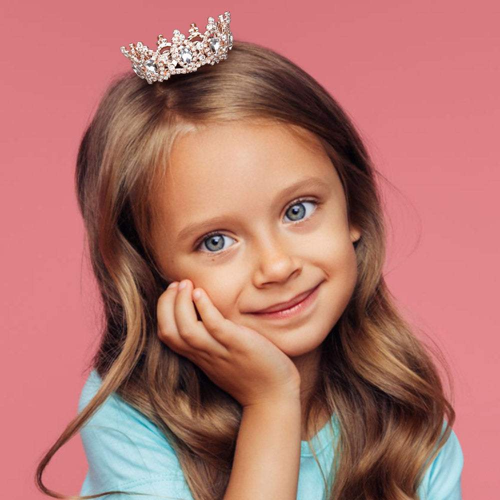Crystal Teardrop Rhinestone Pave Crown Mini Tiara - Madeline Love - Flyclothing LLC