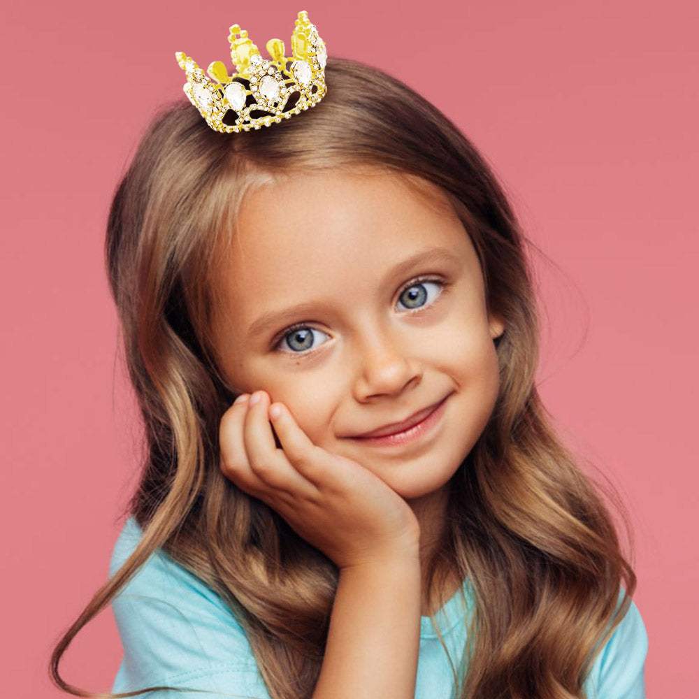 Crystal Oval Accented Rhinestone Pave Mini Crown Tiara - Madeline Love - Flyclothing LLC