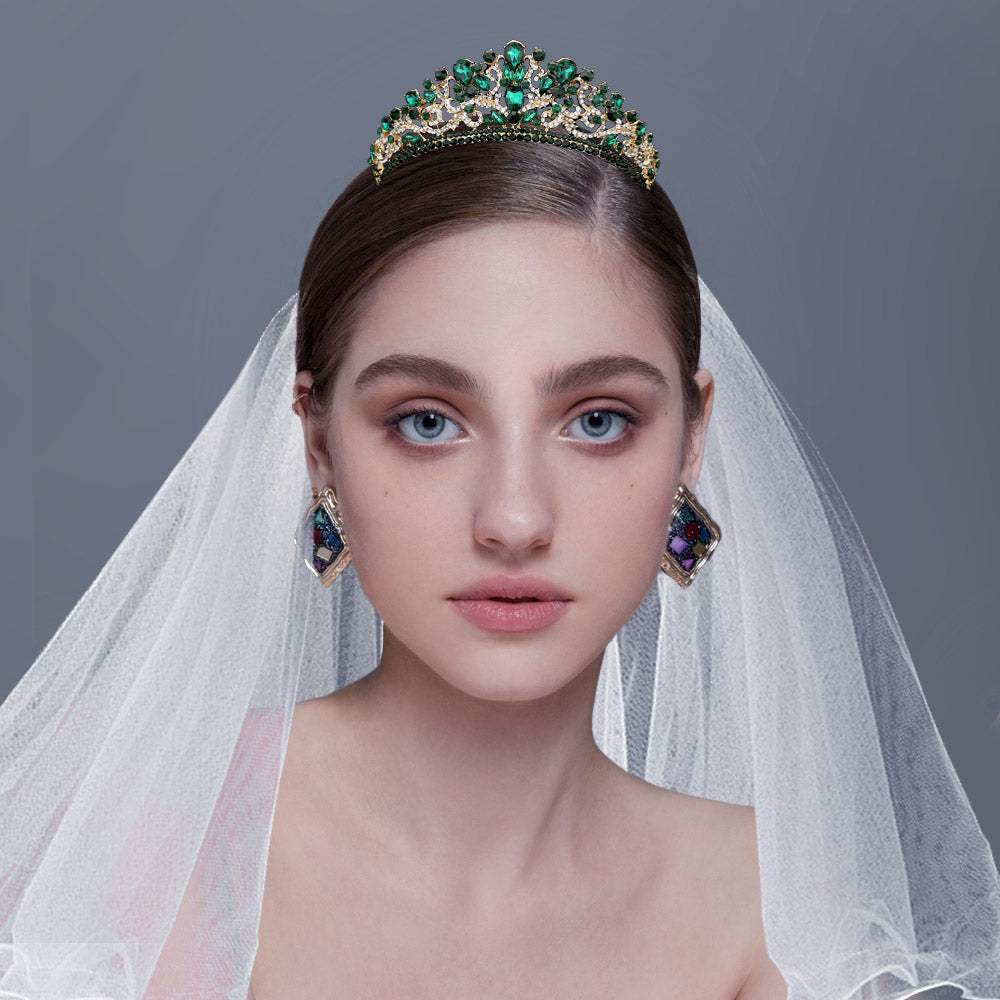 Teardrop Oval Stone Cluster Embellished Princess Tiara - Madeline Love - Flyclothing LLC