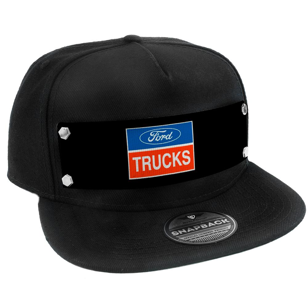 Embellishment Trucker Hat BLACK - FORD TRUCKS Logo2 Black/White/Blue/Red - Buckle-Down - Flyclothing LLC