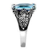 TK021 - High polished (no plating) Stainless Steel Ring with Synthetic Synthetic Glass in Sea Blue - Alamode - Flyclothing LLC