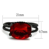 TK030J - IP Black(Ion Plating) Stainless Steel Ring with Synthetic Synthetic Glass in Siam - Alamode
