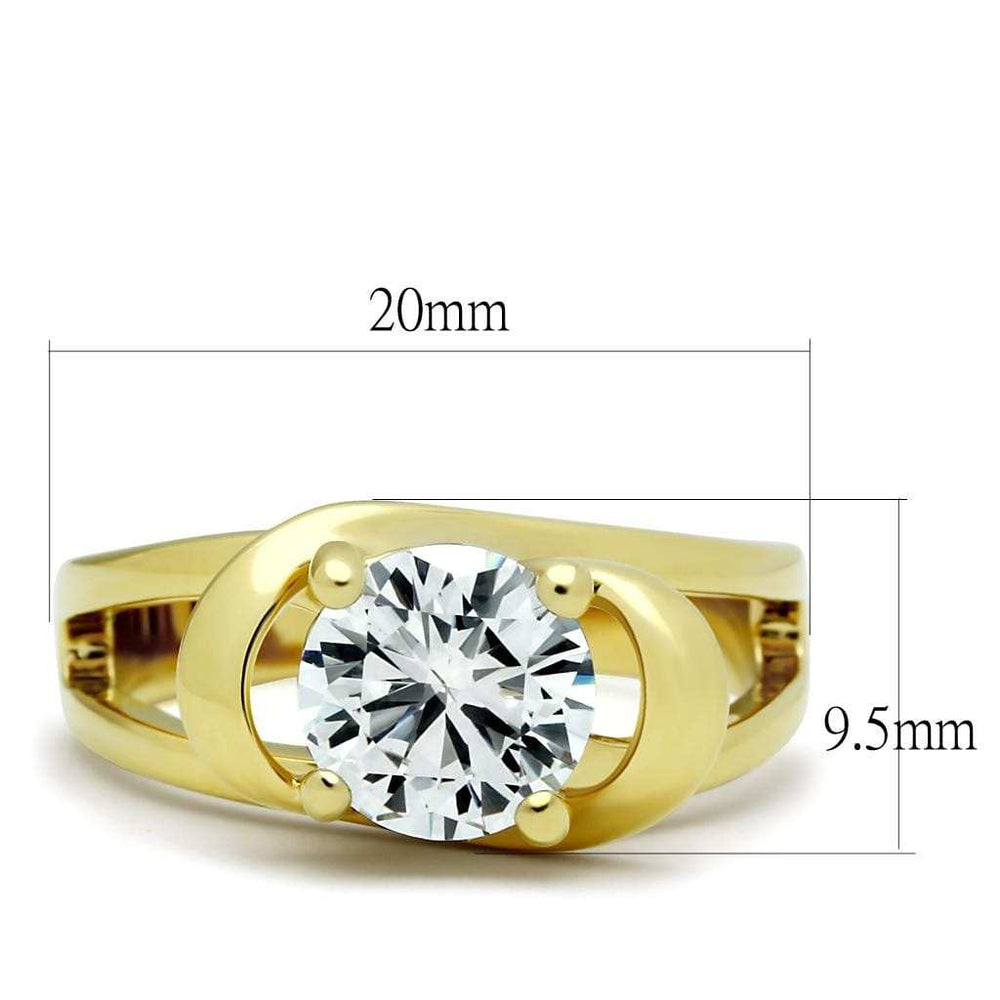 TK066G - IP Gold(Ion Plating) Stainless Steel Ring with AAA Grade CZ in Clear - Alamode - Flyclothing LLC