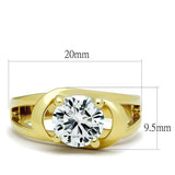 TK066G - IP Gold(Ion Plating) Stainless Steel Ring with AAA Grade CZ  in Clear - Alamode