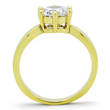 TK071G - IP Gold(Ion Plating) Stainless Steel Ring with AAA Grade CZ  in Clear - Alamode
