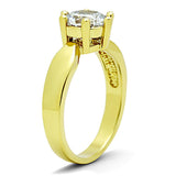 TK071G - IP Gold(Ion Plating) Stainless Steel Ring with AAA Grade CZ  in Clear - Alamode