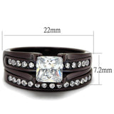 TK0W383DC - IP Dark Brown (IP coffee) Stainless Steel Ring with AAA Grade CZ  in Clear - Alamode