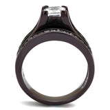 TK0W383DC - IP Dark Brown (IP coffee) Stainless Steel Ring with AAA Grade CZ  in Clear - Alamode