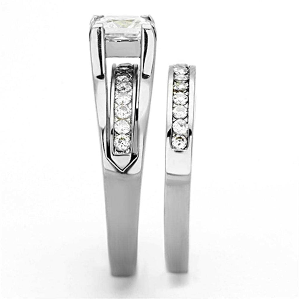 TK0W383 - High polished (no plating) Stainless Steel Ring with AAA Grade CZ in Clear - Alamode - Flyclothing LLC